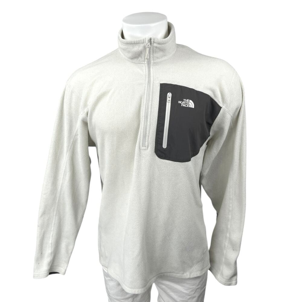 The North Face Polartec Men's White Fleece Long Sleeve 1/4 Zip Sweatshirt Top XL
